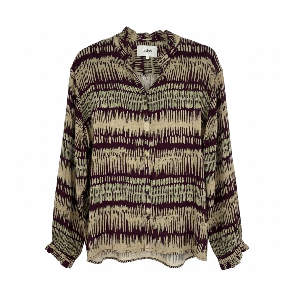Ba&Sh Amore Abstract Button-Up Shirt Size 3 /L - Picture 4 of 12
